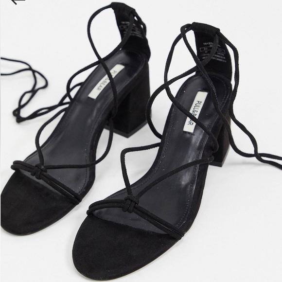 Pull and Bear Black Heeled Sandals - Picture 3 of 4